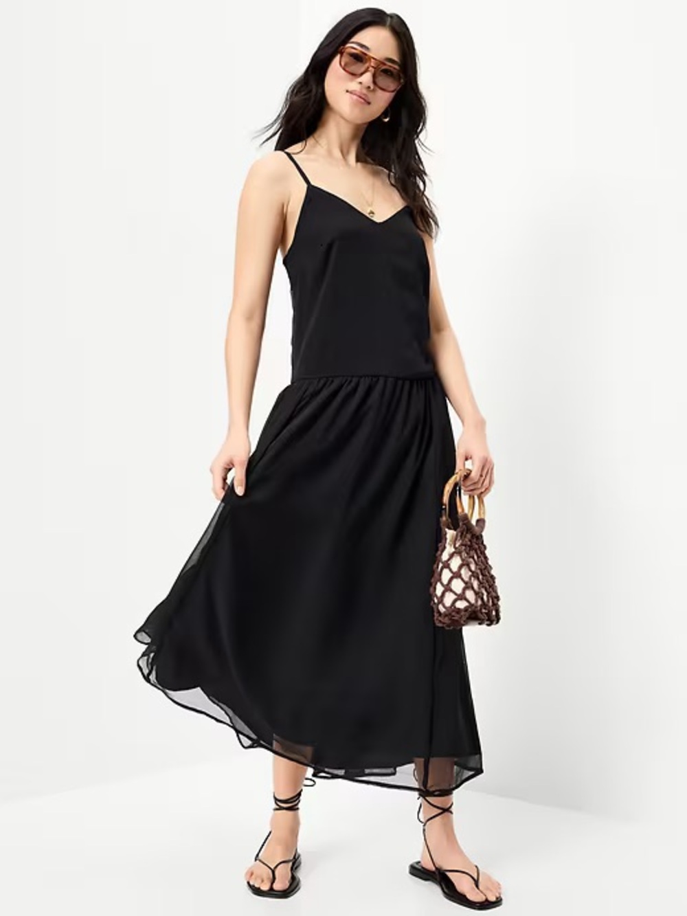 NWT! Old Navy Black Chiffon Drop-Waist Maxi Dress - XS ๐ช